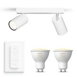 Philips Hue Idris Opbouwspot voor Badkamer (Wit) - Badkamerlamp - Warm tot Koelwit Licht - Incl. Hue Dimmer Switch - Plafondspot met 2 Lichtpunten - GU10 - Hue White Ambiance