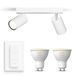 Philips Hue Idris Opbouwspot voor Badkamer (Wit) - Badkamerlamp - Warm tot Koelwit Licht - Incl. Hue Dimmer Switch - Plafondspot met 2 Lichtpunten - GU10 - Hue White Ambiance