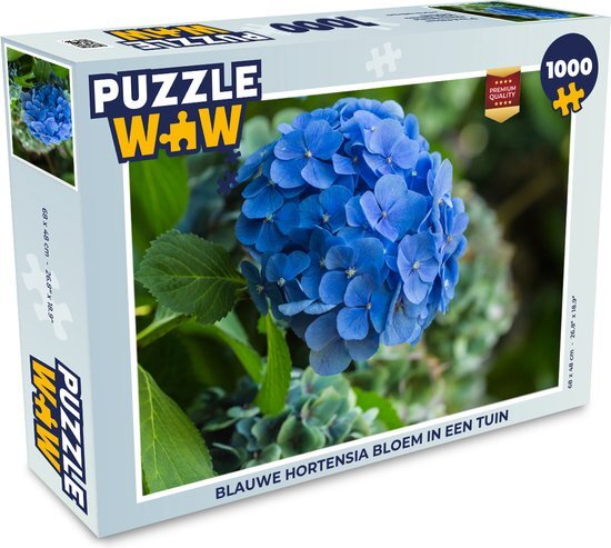 MuchoWow Puzzel Blauwe hortensia bloem in een tuin - Legpuzzel - Puzzel 1000 stukjes volwassenen