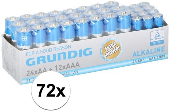 Duracell Grundig R06 AA en LR03 AAA batterijen 1.5 volt 72 stuks - Voordeelpak batterijen