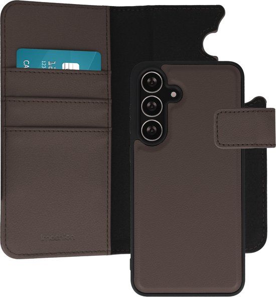 imoshion Hoesje - Geschikt voor Samsung Galaxy S25 FE - Uitneembare 2-in-1 Luxe Bookcase - Bruin