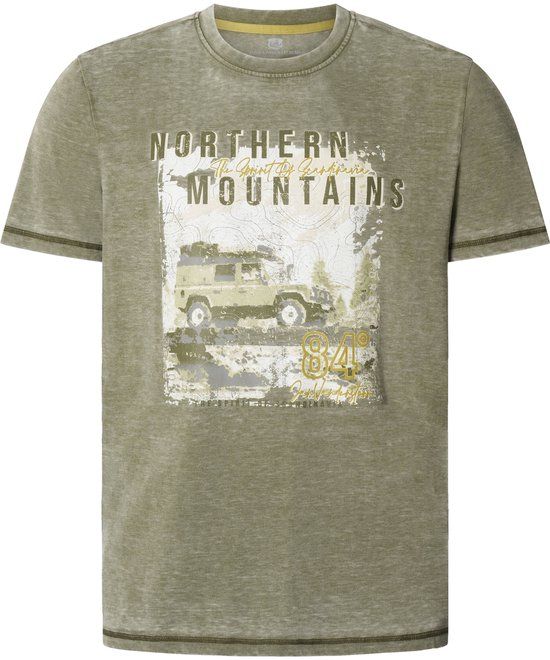 Jan Vanderstorm heren T-shirt - 80/82 - olijfgroen - Katoen/Polyester - Grote maten