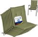Beautissu Loft NL Coussin de chaise Set 8x Bas Dossier 100x50 cm vert olive Coussin de chaise de jardin résistant aux UV