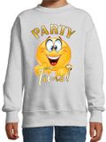 Bellatio Decorations BD Verkleed sweater voor kinderen - party time emoji - grijs - themafeesten/Carnaval 134/146