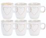 Siaki Koffiemokken set Heart - 10x - wit - 150 ml - mokken - met tekst - keramiek - giftset