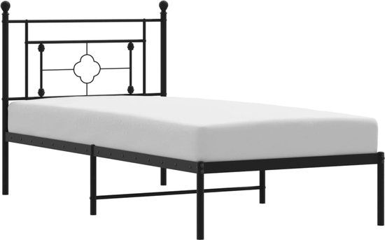 vidaXL Bedframe met hoofdbord metaal zwart 90x200 cm