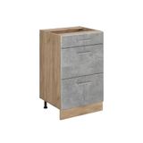 Vicco Keukenonderkast R-Line, Beton/Goudkleurig Eiken, 50 cm zonder werkblad