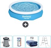 Bestway Fast Set Opblaasbaar Zwembad - 305cm - Blauw - Incl. Pomp, Solarzeil & Ladder