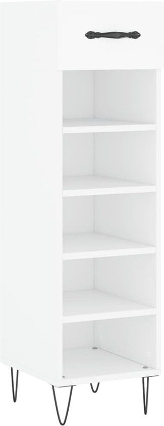vidaXL Schoenenkast - 30x35x105 cm - Bewerkt Hout - Wit
