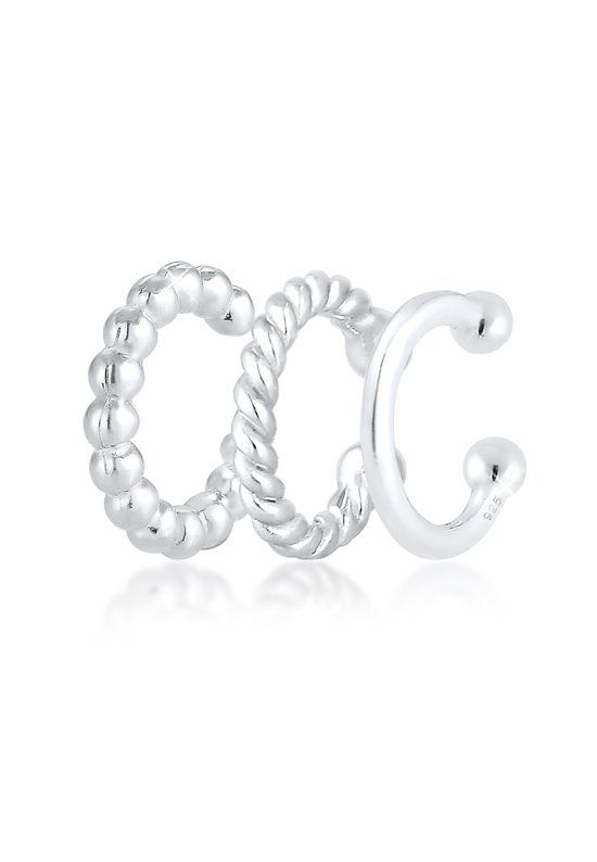 Elli Oorbellen Set Earcuff van 3 Bollen Geo Minimal 925 Sterling Zilver