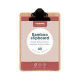 Europel Bamboe klembord - duurzaam houten hardboard met zwarte metalen clip en verborgen ophanggat - A5-landschap voor school, klaslokaal, kantoor, bedrijf, restaurant, magazijn, 197011