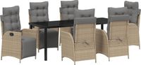 vidaXL Tuinset, 7-delig, Beige, Polyrattan