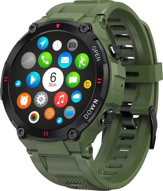 Nuvance Outdoor Smartwatch - 45 mm - IP67 Waterdicht - Bluetooth Smartwatch - Groen