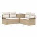 vidaXL - Bankstel - 5 - st - Beige - en - Crème - Wit - Poly - Rattan - en - Staal