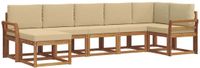 vidaXL Hoek loungeset 7-zits Acaciahout Natuurlijk en Beige