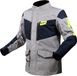 LS2 Metropolis Evo veste textile moto imperméable, gris/bleu foncé/jaune néon, taille 4XL