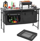 VEVOR Camping Keukentafel Opvouwbaar Kookstation Verstelbare Barbecue Feesten Zwart