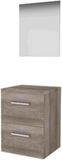 Basic-Line Ultimate 46 Badkamermeubelset - 50 x 46 cm - Met Grepen - 2 Lades - Wastafelblad - Spiegel met Indirecte LED Verlichting - Scotch Oak