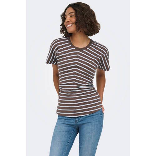 ONLY gestreepte top - bruin