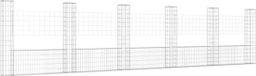 vidaXL mur en gabion en forme de U avec 6 poteaux 620x20x150 cm fer