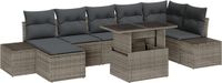 vidaXL Tuinbank Set 8 stuks Poly Rattan Grijs