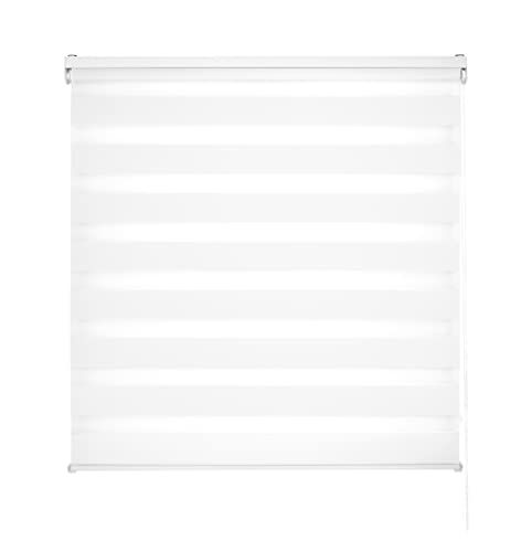 Blindecor Lira rolgordijn - dubbellaags - nacht en dag - wit - 80 x 180 cm