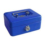 Wedo 144003 kindergeldcassette spaarpot (met inworpgleuf, 5-vakken muntinzet, veiligheidsslot van plaatstaal, 2 sleutels) blauw