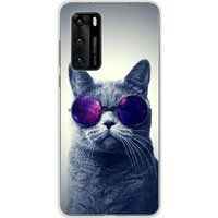 Huawei P40 Cat met bril Siliconen hoesje
