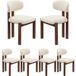 Colamy Set van zes eetkamerstoelen, beige chenille, Scandinavische stijl, bruin houten frame