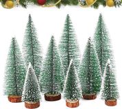 Merkloos / Sans marque Dailygoody - Mini-kerstboom - Kunstkerstboom - Tafeldecoratie - 20 cm - Hout - Inclusief versiering en sneeuw
