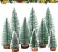 Merkloos / Sans marque Dailygoody - Mini-kerstboom - Kunstkerstboom - Tafeldecoratie - 20 cm - Hout - Inclusief versiering en sneeuw