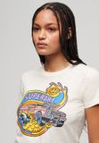 Superdry T-shirt met neon motorprint en aansluitende pasvorm - Dames - T-shirts