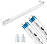 BES LED LED TL Armatuur met T8 Buis - Aigi Dybolo - 60cm Dubbel - Philips - CorePro LEDtube EM 865 - 16W - Helder/Koud Wit 6500K | Vervangt 36W