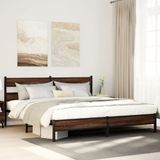 Maison Exclusive - Lit en métal sans matelas, marron, aspect chêne, 193x203 cm