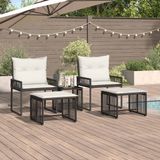 vidaXL - Poly Rattan Loungeset - 4 Persoons - Zwart en Crèmewit - Zonder Kussens