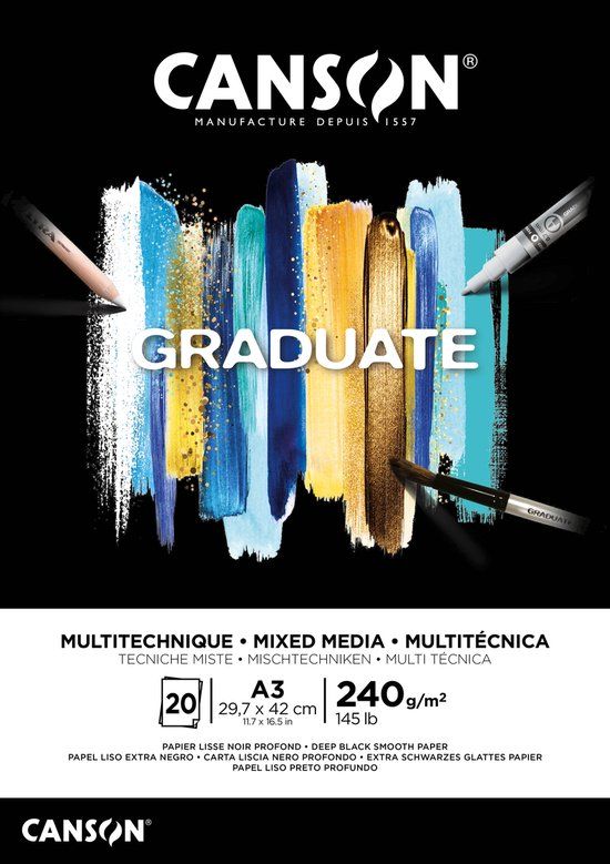 Canson Graduate Mixed Media Paper 240gr A3 Black