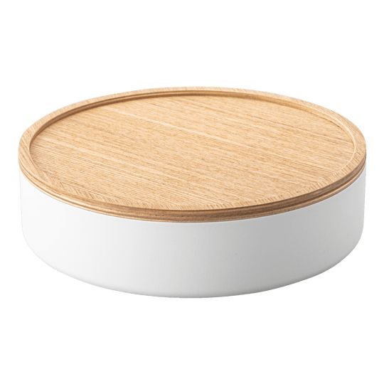 Yamazaki Opbergdoos Rond Staal, Hout Wit