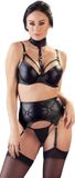 Cottelli Collection Jarretel Wetlook Lingerie Set - Maat 75C/S - Zwart