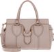 Coccinelle Leren Schoudertas Handtas York Handbag Grained Leather Rosette Beige