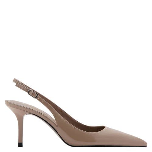 Mango beige lakleren slingback pumps met naaldhak