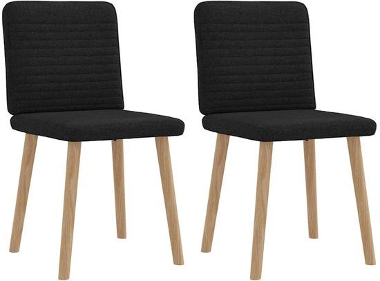 vidaXL Eetkamerstoelen 2 stuks stof zwart