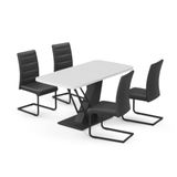 Vicco Eettafel set Fenaro Wit/Zwart 120 x 80 cm met 4 eetkamerstoelen, zwart