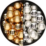 Boules de Noël Mini - 48x pc - argent et or - 2,5 cm - verre - décoration de Noël