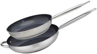 Elo Set van 2 roestvrijstalen pannen 18/10, inductiepan, braadpan, roestvrij stalen pan, braadpan 28 cm en 32 cm, roestvrij staal, 32 x 6 cm