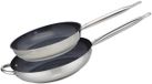 Elo Set van 2 roestvrijstalen pannen 18/10, inductiepan, braadpan, roestvrij stalen pan, braadpan 28 cm en 32 cm, roestvrij staal, 32 x 6 cm