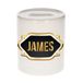 James tirelire - Blanc - Emblème Or/Noir - 8 x 9 cm - Céramique - Avec bouchon