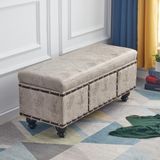 Shally Dogan Opbergkist voor binnen met gevoerde zitting, kunstlederen bekleding, poef voetensteun voor slaapkamer, woonkamer, bank, kruk, 80 x 40 x 43 cm, kaki