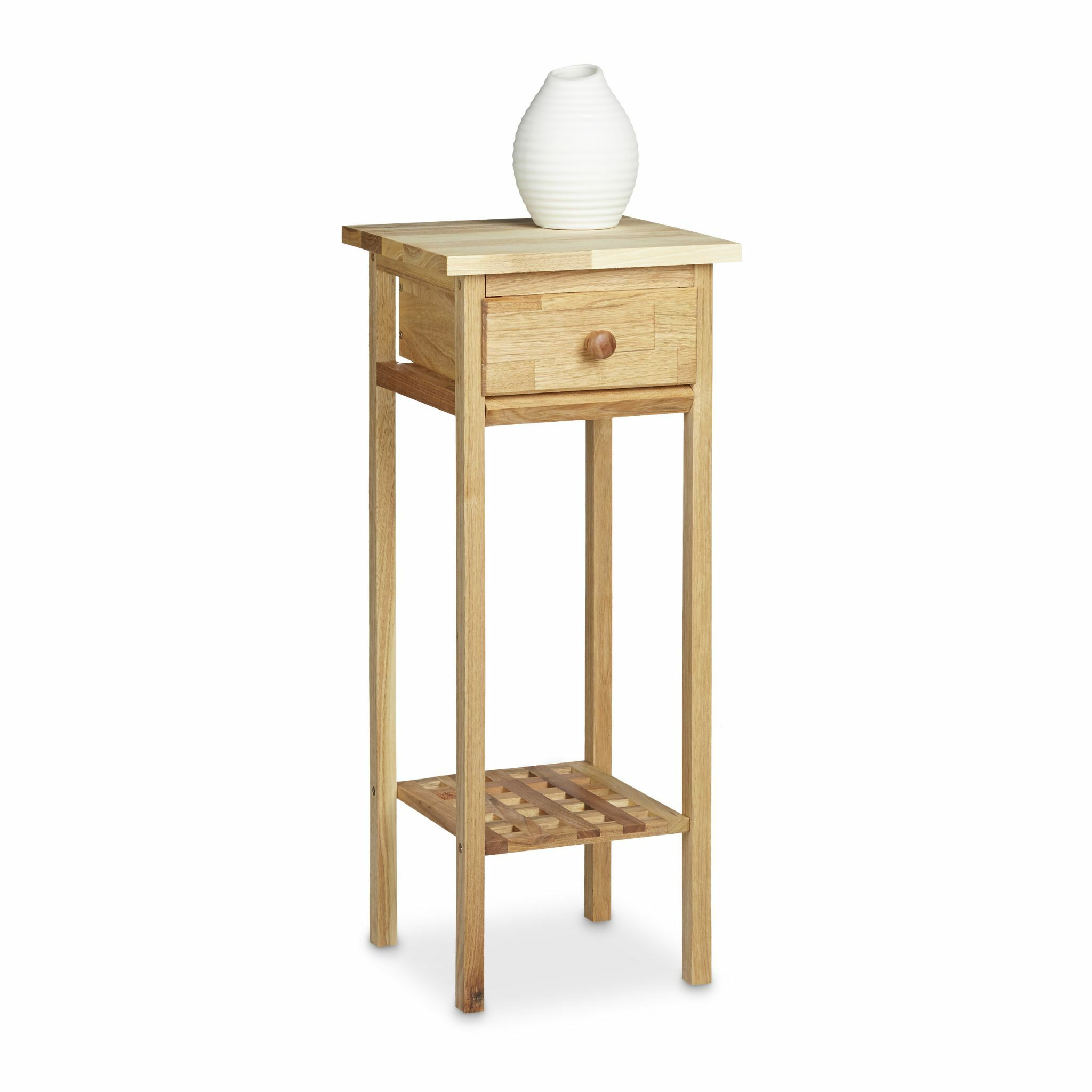 Relaxdays Telefoontafel - Walnotenhout - Bijzettafel met Lade - 60 cm Hoog