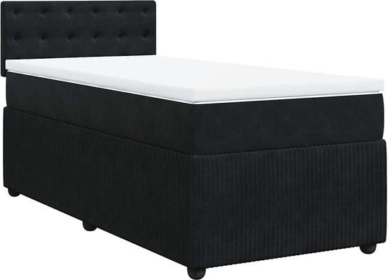 vidaXL Boxspring met matras fluweel zwart 100x200 cm
