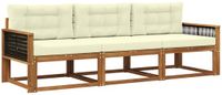 vidaXL Acacia Hout Chaise Longue Loungeset 3-delig Natuurlijk en Crème
